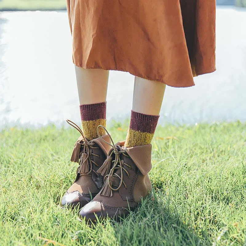 [Cospacool] Heap 4 цвета осень/зима шерстяные носки женские теплые жаккардовые Reto