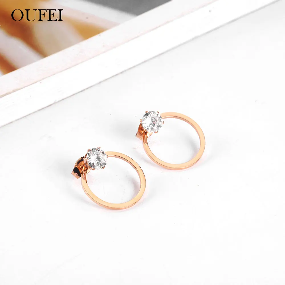 Очаровательные серьги гвоздики OUFEI из розового золота ювелирные изделия