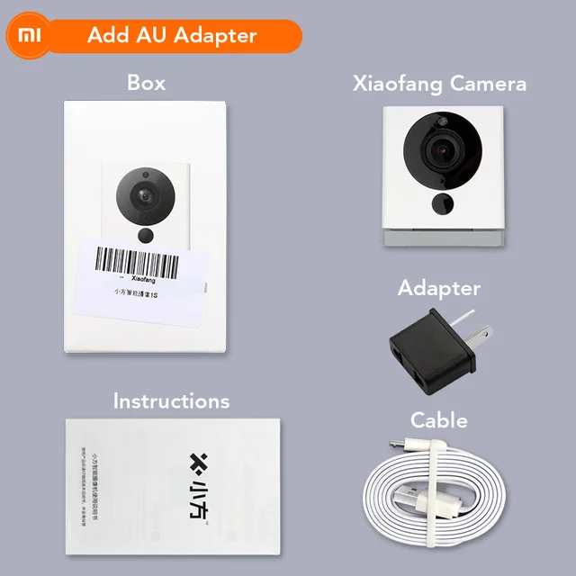 Add AU Adapter Xiaomi CCTV Mijia Xiaofang 110 градусов F2.0 8X1080 P цифровой зум смарт-камера IP wifi Беспроводная камера - Цветной: Add AU Adapter