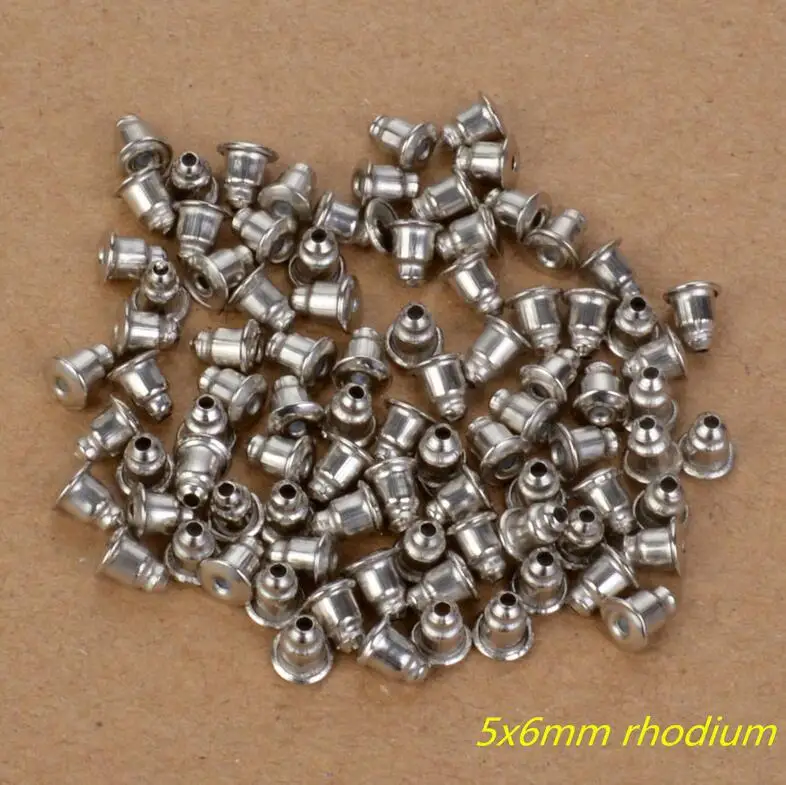 zde 5x6mm rhodium 100 шт металлический, в форме пули серебряный цвет Diy замочки для сережек крепеж аксессуары для ювелирных изделий серьги - Цвет: zde 5x6mm rhodium