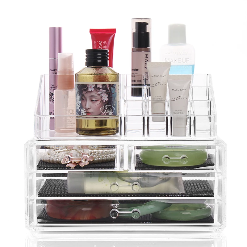 

High Quality Acrylic Clear Cosmetic Organizer Make Up Case Lipstick Brush Holder Drawer