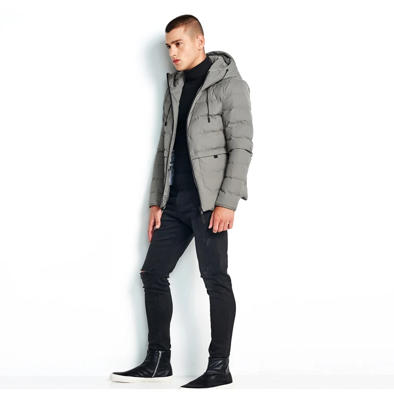 2018 модные зимние мужские куртки теплые плотные парки с капюшоном однотонные