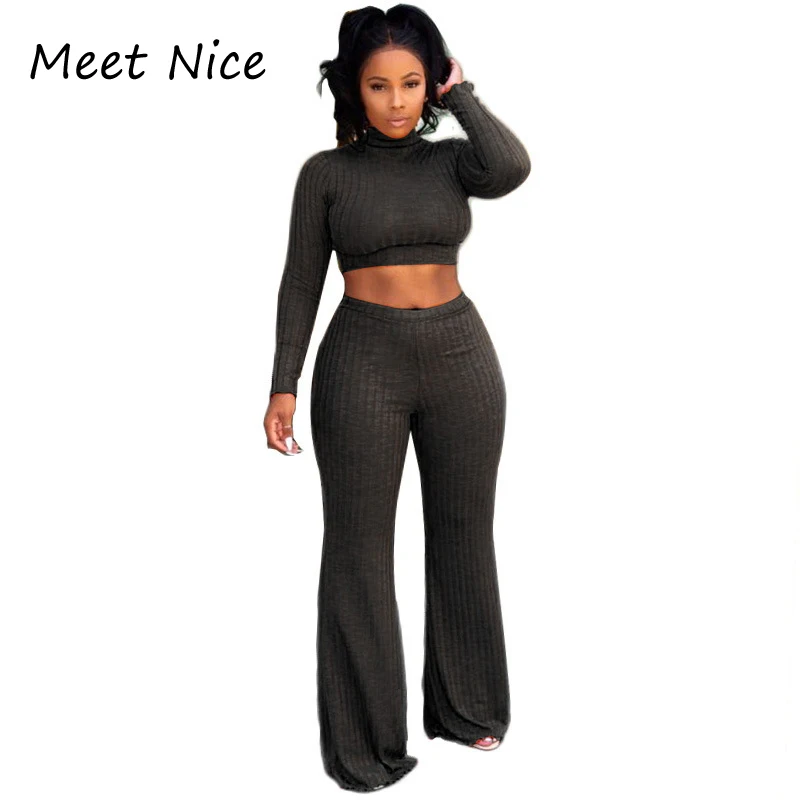 Женский комплект из 2 предметов укороченный топ в рубчик с круглым вырезом и