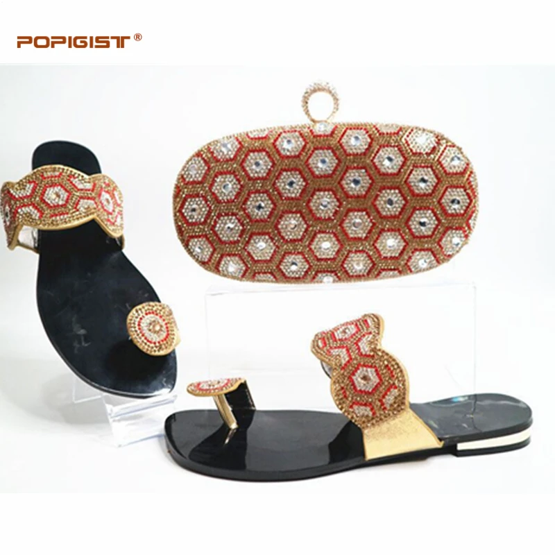 Новое поступление итальянская обувь золотистого цвета с сумочкой в комплекте