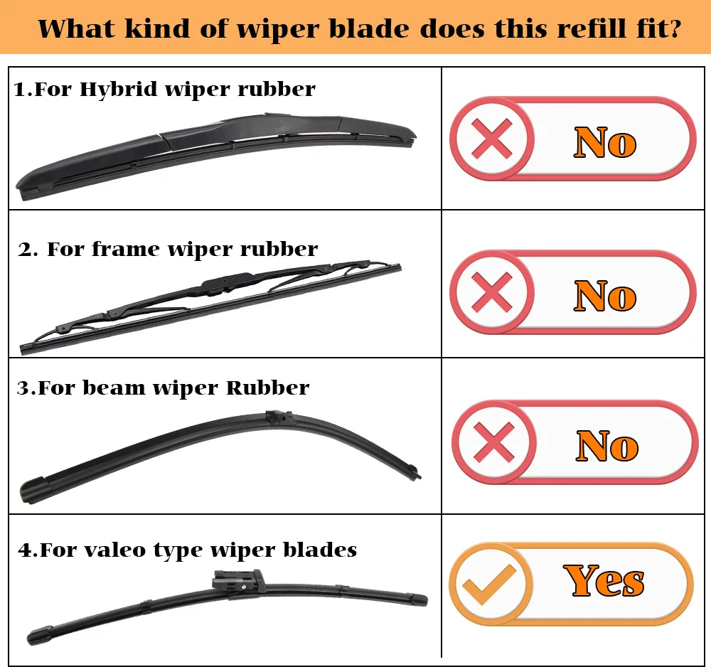 KOSOO 1 шт. Автомобильная вставка автомобиля из натурального каучука для Valeo type Beam Wiper только(заправка) 8 мм 1" 16" 1" 18" 1" 20" 2" 22" 2" 26" 28"