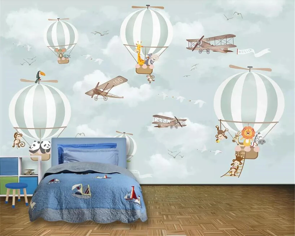 3d обои на заказ воздушный шар воздушные шары Мультяшные животные детская