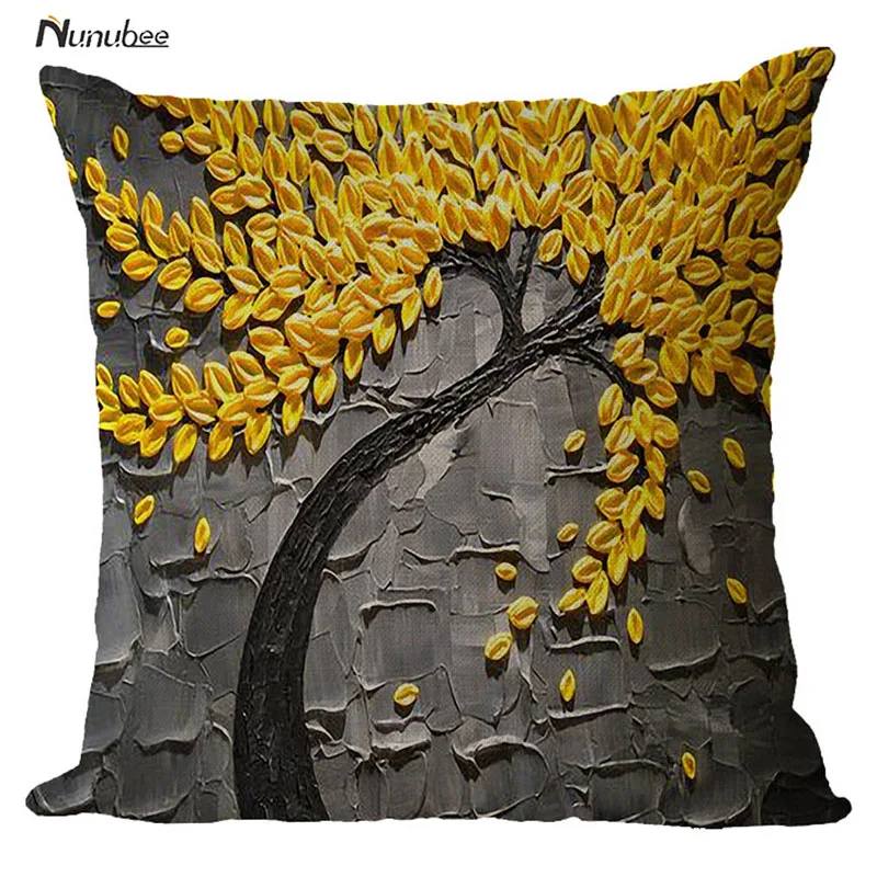 Floral PillowCase CushionCover Flower Tree Design Cotton Linen Pillowcase Waist Back Throw Home Colorful textile | Дом и сад