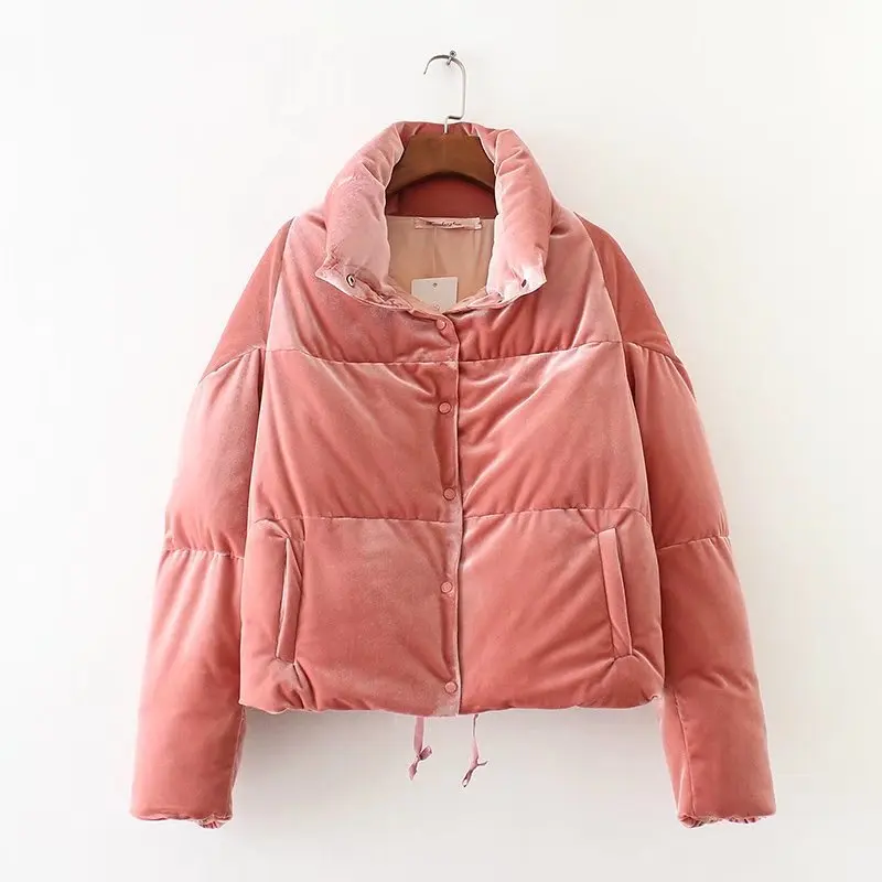 pink model A Женские парки с хлопковой подкладкой на осень-зиму женские ватные короткие куртки розовый красный черный Толстая Верхняя одежда повседневное бархатное пальто парки - Цвет: pink model A