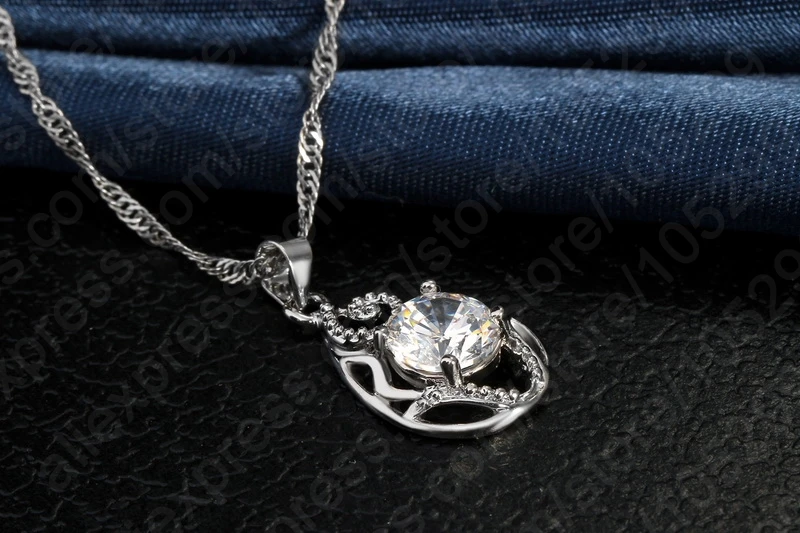 Комплект из колье и серёг серебра 925 пробы с фианитами|bridal wedding jewelry sets|necklace set