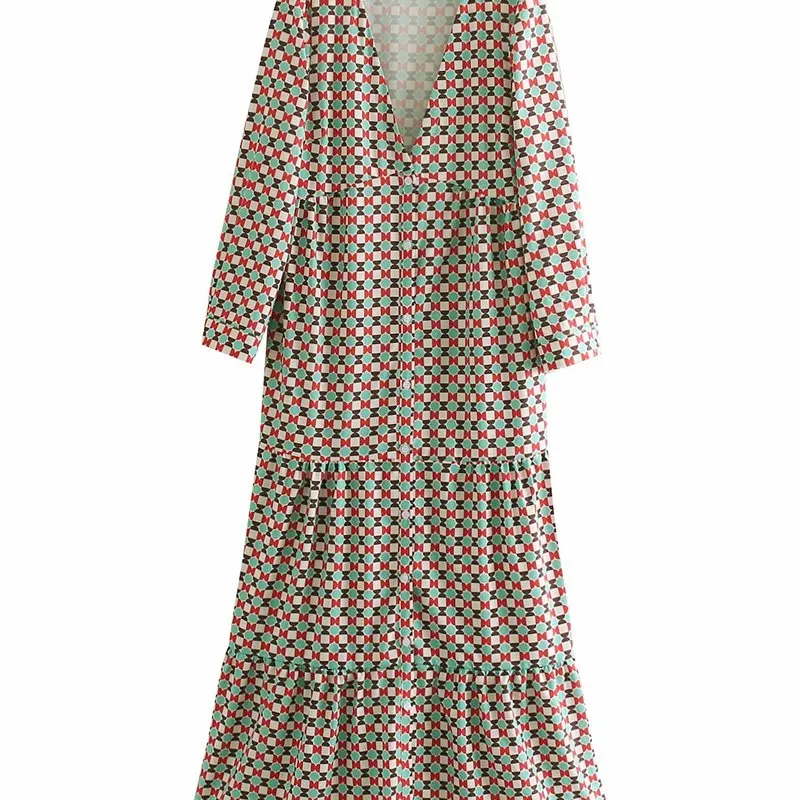 Платье с геометрическим принтом в европейском и американском стиле Новое