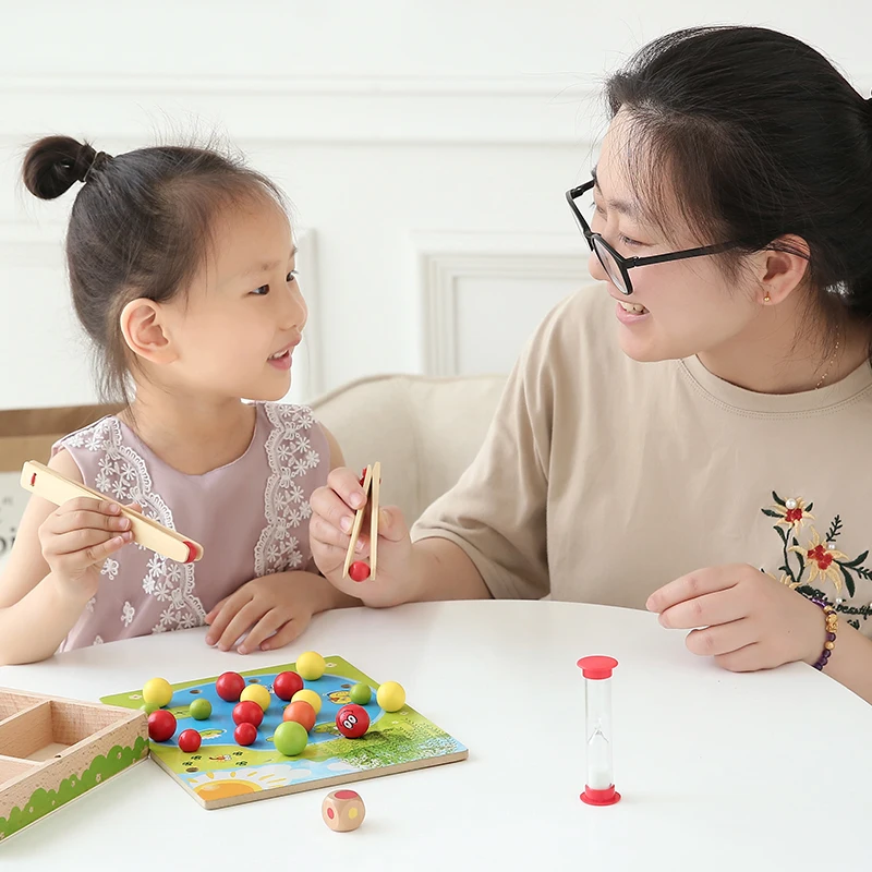 Montessori clip bead game intelligent toy interactive early educaation for children no hourglass |