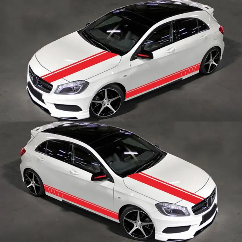 1 комплект спортивный гоночный автомобиль в полоску Стайлинг дверь боковая юбка