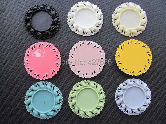 50pcs Round Flatback (19 Colors) Resin Flower Frame Charm Finding Filigree Border Base Setting Tray for 25mm Cabochon/ Cameo | Украшения и