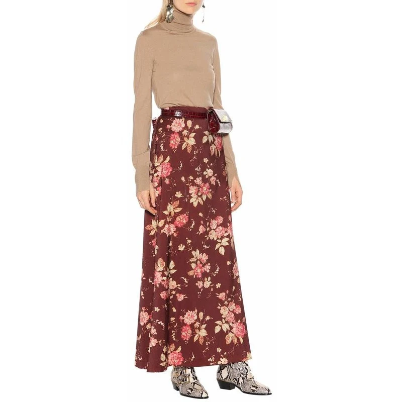 skirt -picture color Высококачественное роскошное Брендовое подиумное дизайнерское женское платье с цветочным принтом рубашка с пышными рукавами элегантное винтажное платье с высокой талией Vestidos - Цвет: skirt -picture color