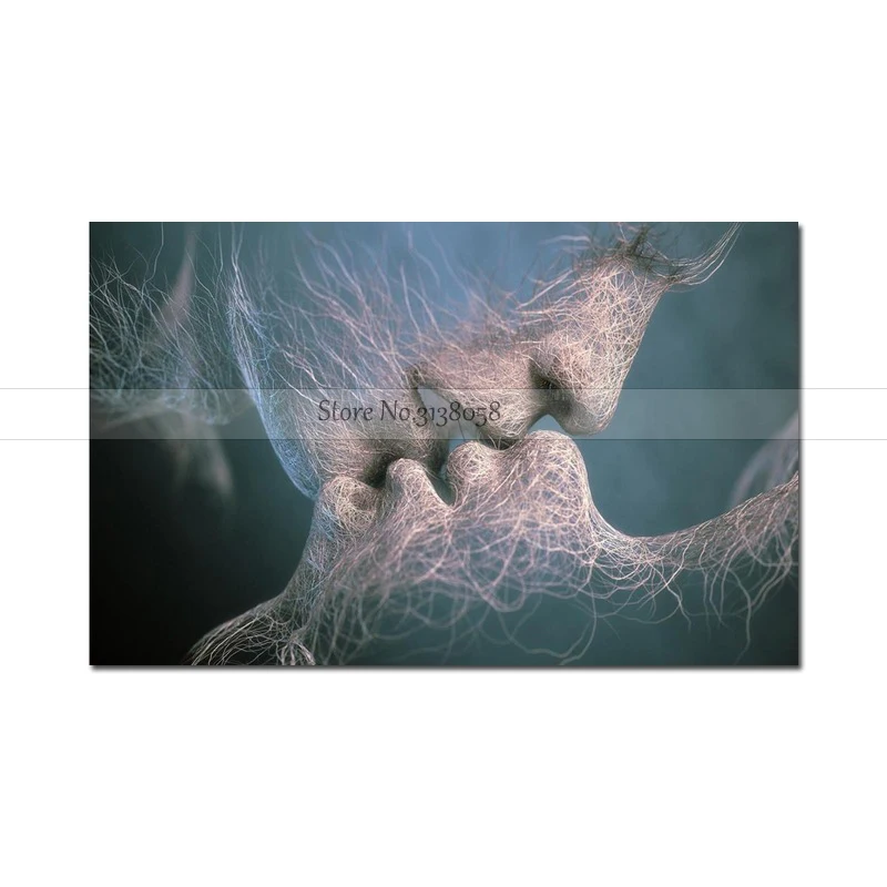 Adam and Eve Kiss Handmade Modern Abstract Home Decor Wall Art Kissing Couples Picture Figure Oil Painting On Canvas | Дом и сад