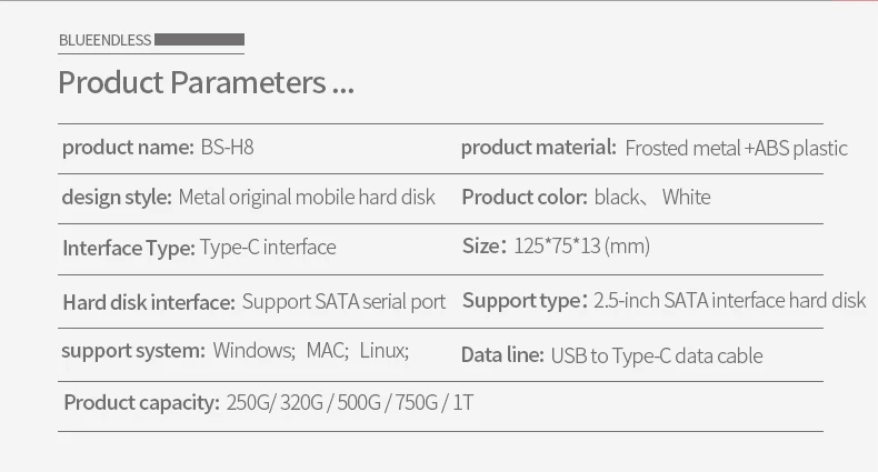 Blueendless Внешние жесткие диски 750 Гб/500 Гб металл+ Пластиковый корпус для ПК HDD 2,5 Micro USB/type C Sata USB жесткий диск 1 ТБ