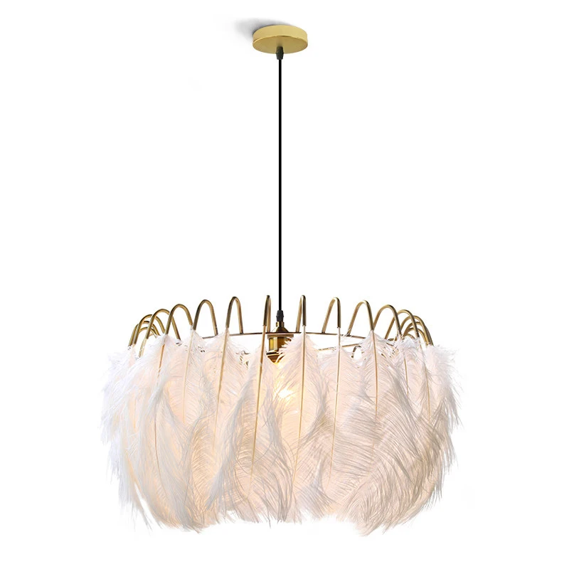 Подвесные светильники E27 романтическая Подвесная лампа с пером для спальни