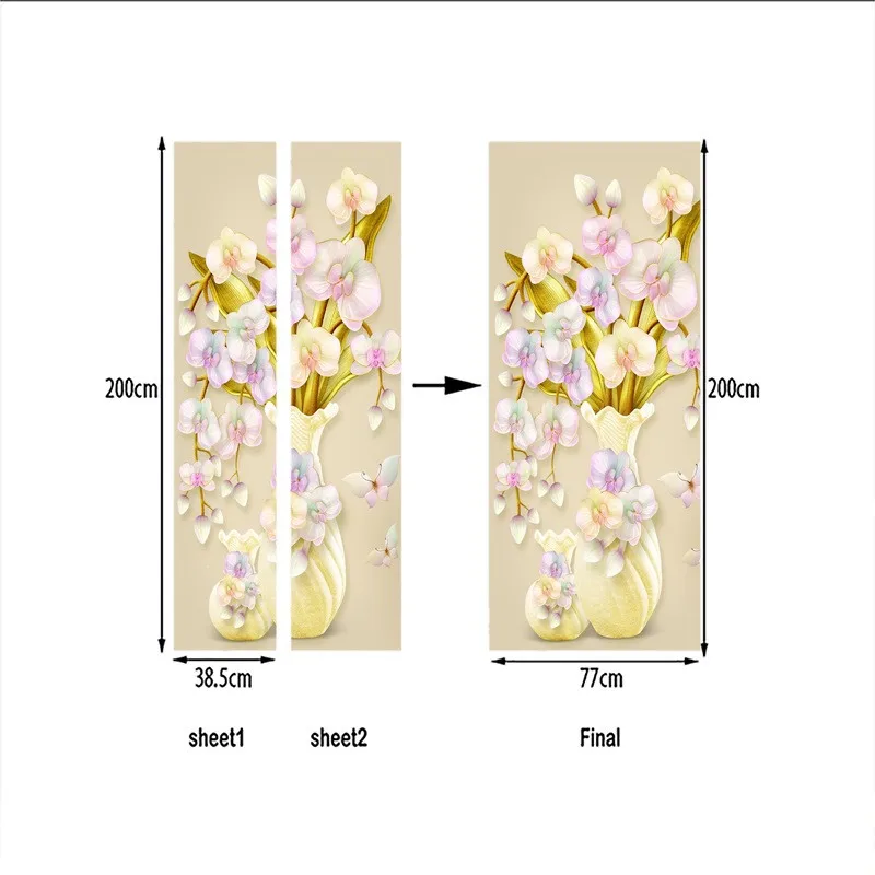 3D наклейки на дверь окрашенные вазы дизайн своими руками обои для спальни двери