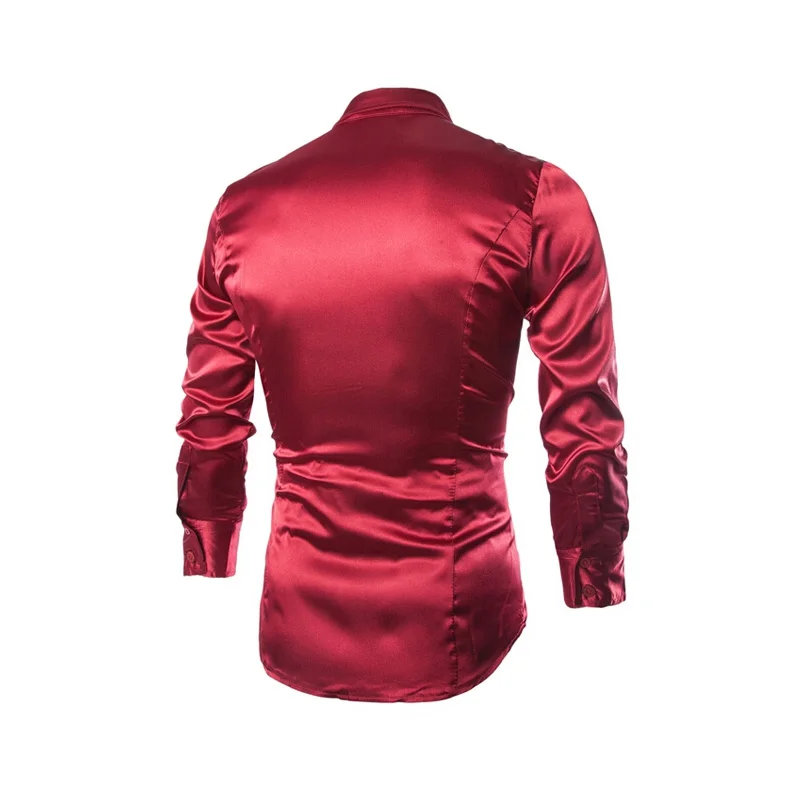 Для мужчин Slim Fit социальные Рубашки для мальчиков социальных шелк Блузки малышек