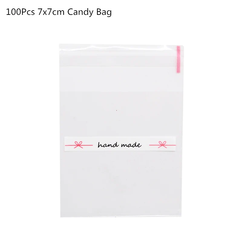 100pcs 7x7cm 50/100 шт Пластик сумки спасибо печенья и конфетная сумка самоклеющаяся бумага для Одежда для свадьбы, дня рождения мешок подарка печенья упаковочный пакет для выпечки - Цвет: 100pcs 7x7cm