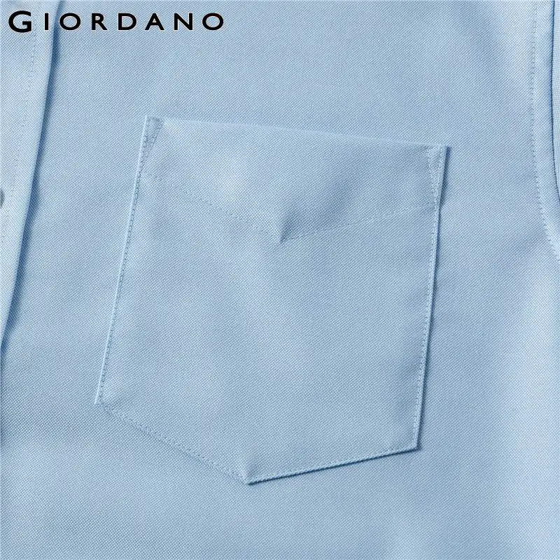 Giordano мужская рубашка Оксфорд спиннинг с короткими рукавами из натурального