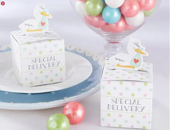 

20pcs/lot cute Stork Candy box boy Baby Shower Gift chocolate boxes birthday party decorations kids