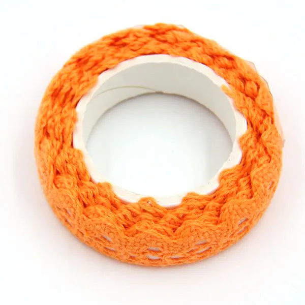 Orange 2 ярда около 18 мм DIY новая волшебная хлопковая кружевная ткань крючком рулон кружевной ленты вязать клейкая лента стикер ремесло украшение ткань - Цвет: Orange