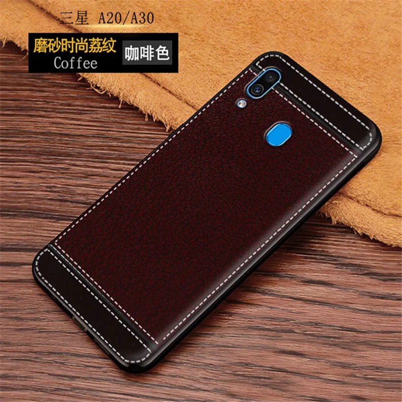 Чехол из мягкого ТПУ с кожаной текстурой для телефона Samsung Galaxy A10 A20 A30 A40 A50 A70 M10 M20 M30