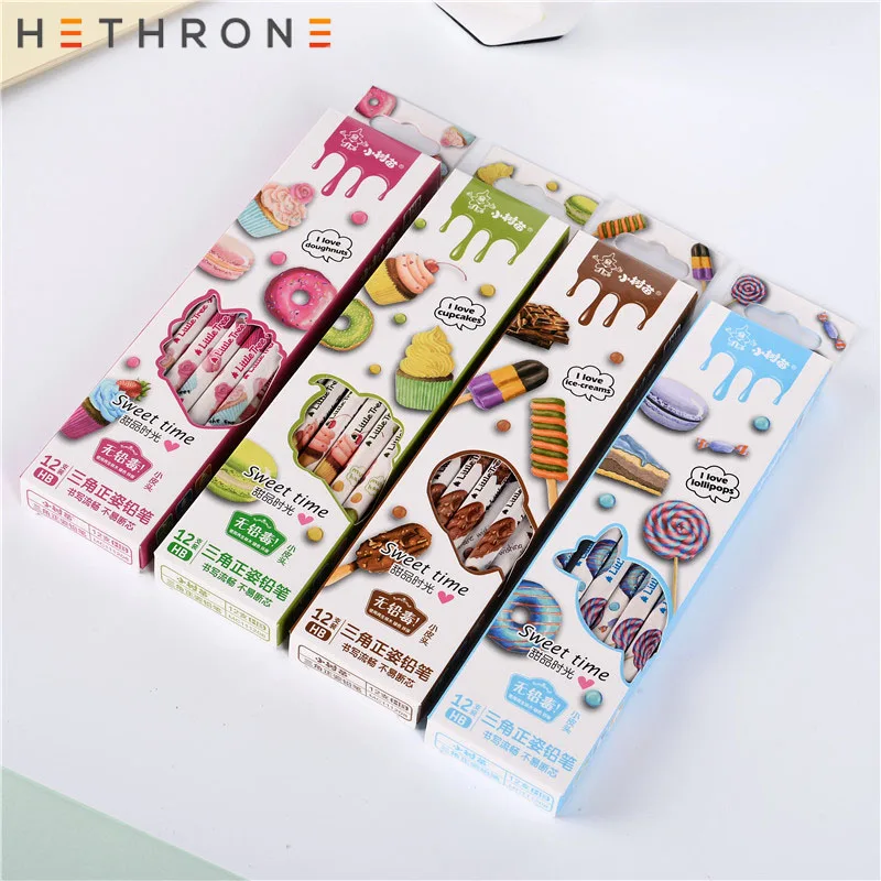 Hethrone 12 шт. пончик простой пастельный набор карандашей Студенческие карандаши для школы милый канцелярский карандаш для письма и рисования набор канцелярских принадлежностей
