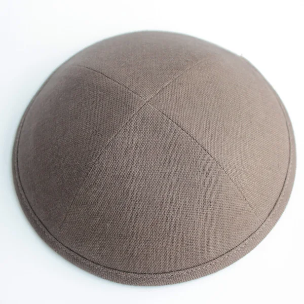 Коричневый Льняные kippot еврейские Yarmulke Kippah Kippot 17 см Череп шапки для мероприятий с вышивкой - Цвет: Коричневый