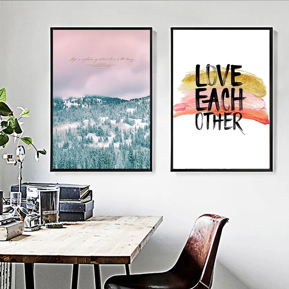 Pink Sky Motivational Landscape Poster Canvas Painting Wall Art Pictures For Living Room Decoration Unframed | Дом и сад