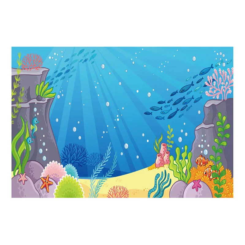 MMD sea backdrop 7x5ft под морем Русалка фон синий морской замок оболочки фотография Фон дети Русалка тематический день рождения украшения - Color: MMD sea backdrop