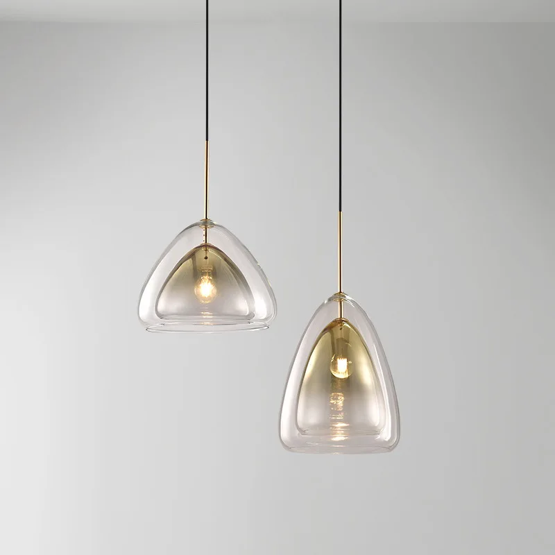 Fashion Modern simple Nordic Double-deck Glass Model Pendant lights Led E27 bulb Living room Dining Bedroom Deco Droplights | Лампы и