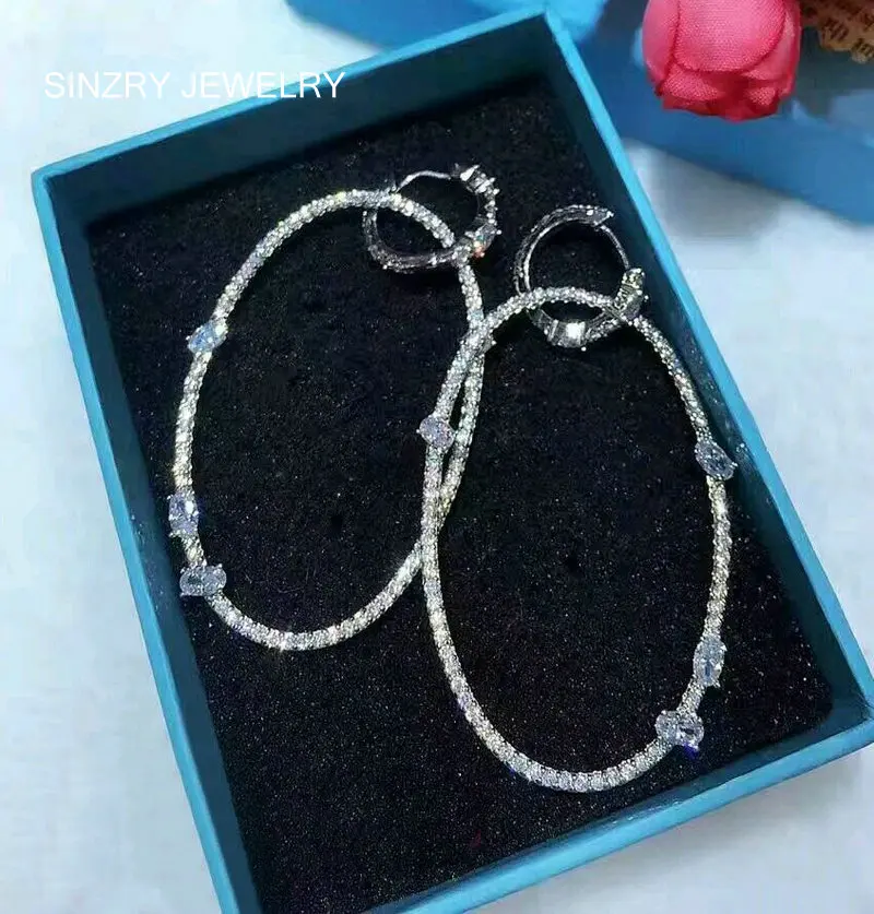 SINZRY большие Овальный Круглый Серьги, элегантные, прозрачные, белые, с кубическим цирконием, вечерние, висячие серьги для женщин