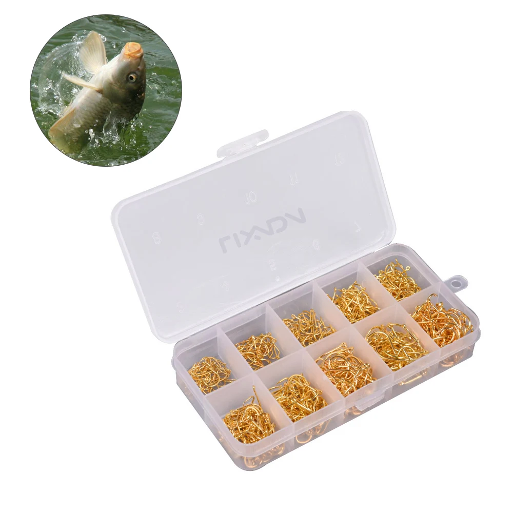 Lixada 600 шт./лот, рыболовный крючок из углеродистой стали, рыболовные крючки с отверстием, рыболовные снасти 3#-12#10 размеров