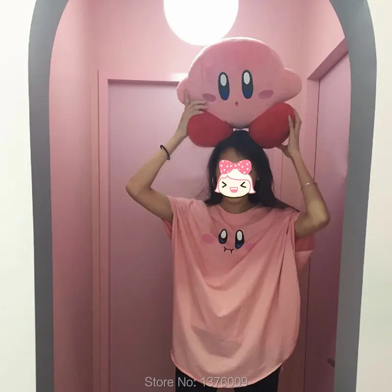 Harajuku/футболка в стиле Лолиты, Kawaii, рубашки с рукавами «летучая мышь», свободные топы с супер звездой YUMMY x Kirby, Женская домашняя одежда, летняя футболка для девочек