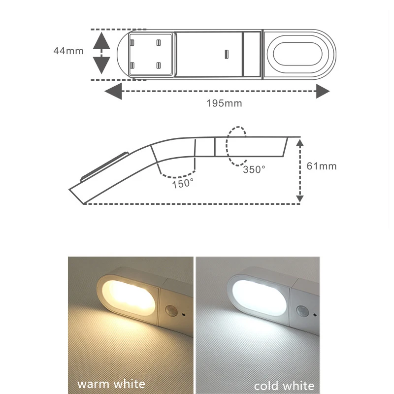 Самоклеящийся PIR датчик движения светодиодный светильник Ночной настенный