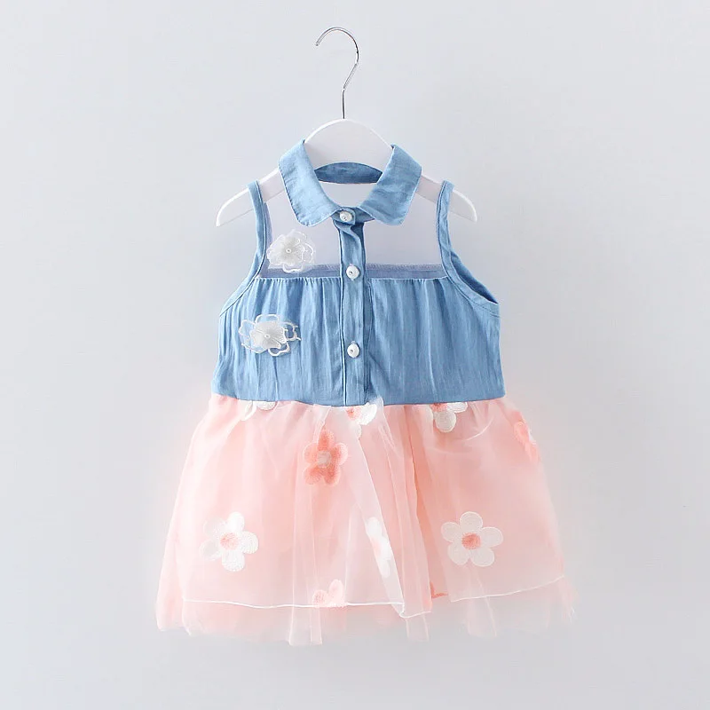 The new hollow gauze cowboy dress flower girls |