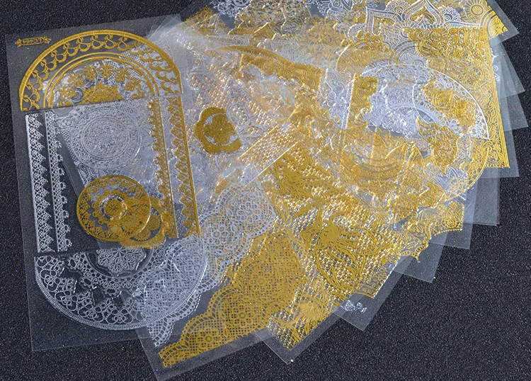 3D металлическая наклейка для ногтей с задним клеем в виде полых цветов Золотые Бронзовые наклейки УФ гель Полировка Для ногтей Клей MZ028