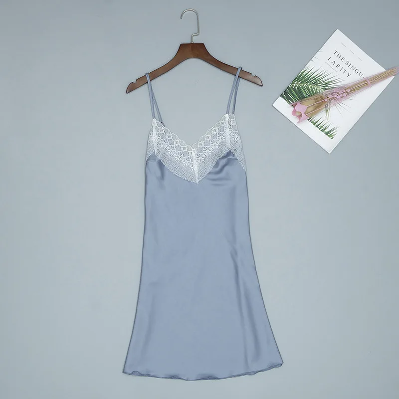 Пикантная Женская шелковая ночная рубашка на бретельках домашняя одежда халат