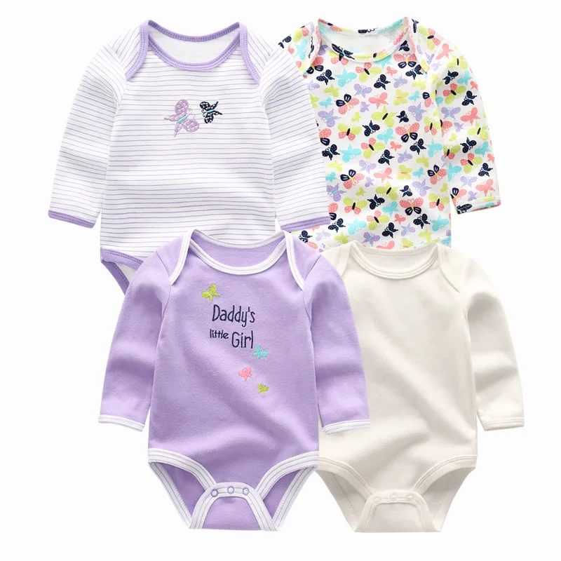 4 PCS/LOT 2018 newborn winter long Sleeve Boys&ampGirls Roupas de bebe Baby Clothing sets 100%Cotton Rompers | Детская одежда и