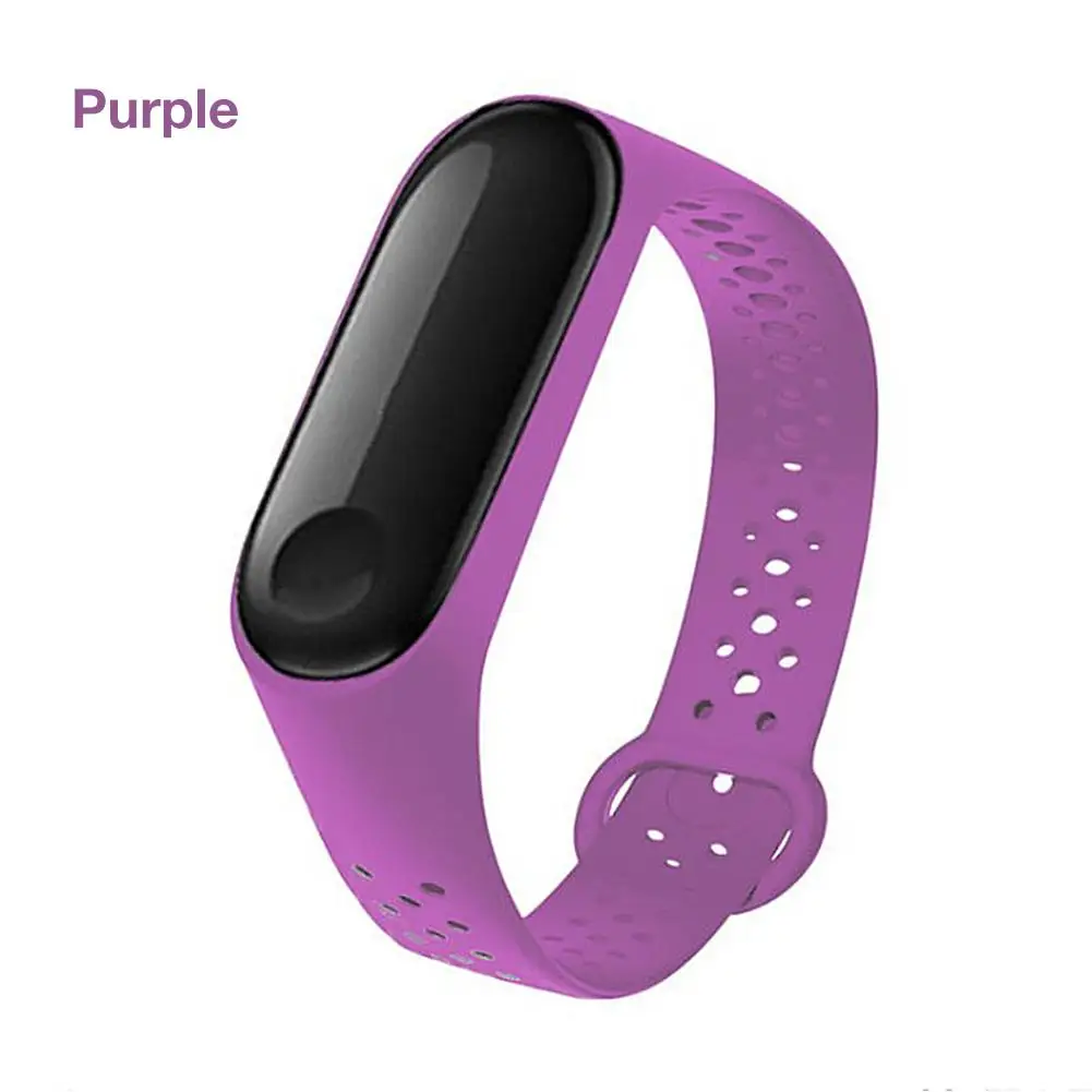 Purple ТПУ Смарт-часы, браслет, цветной ремешок, браслет, сменный ремешок, спортивные часы, наручные часы для Xiaomi Mi, 3 браслета - Цвет: Purple