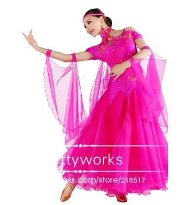S-XXL 10 color red black pink green blue rosy modern waltz ballroom dance dress competition costume h-0552 | Тематическая одежда и