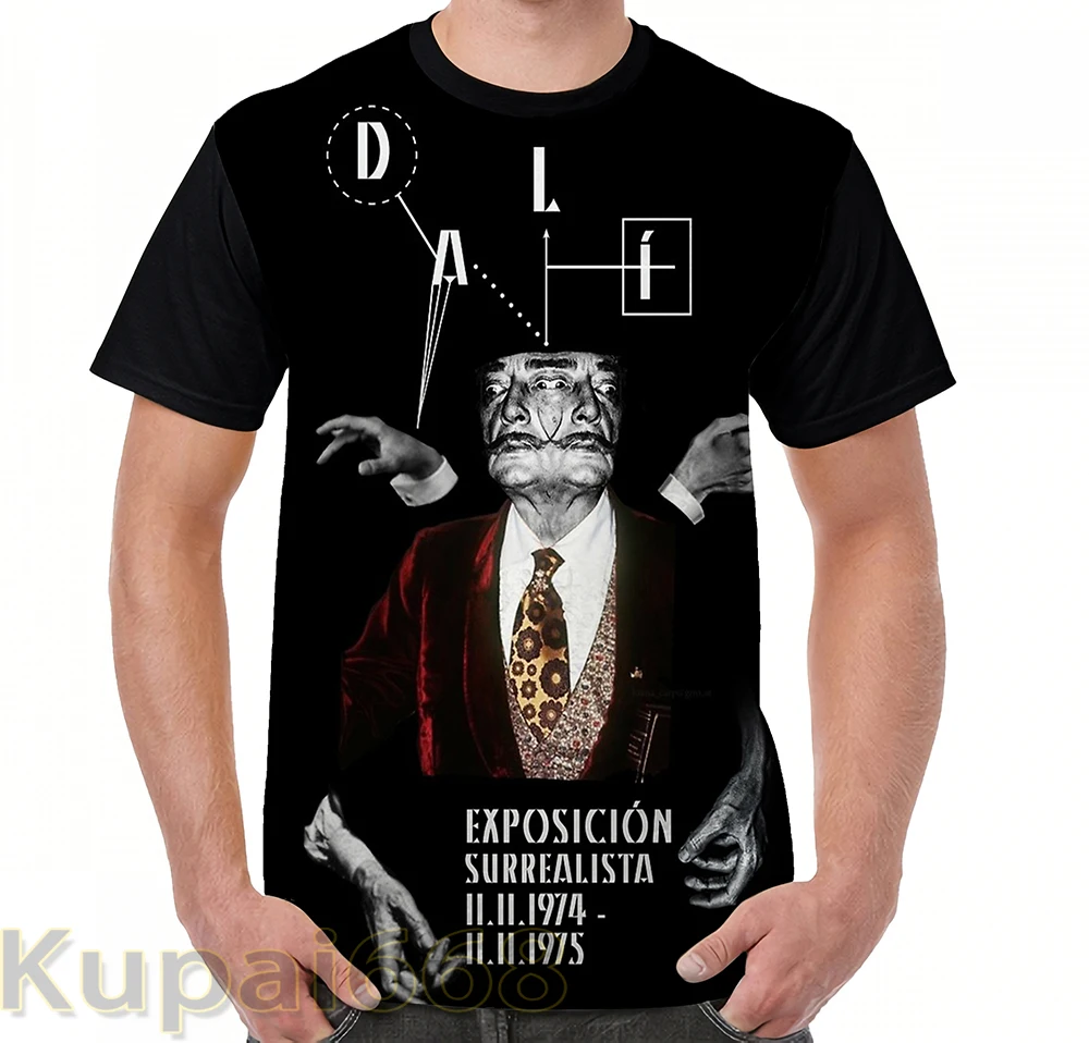 Забавная футболка с графическим принтом мужские топы футболки Salvador Dali Surreal Potrait