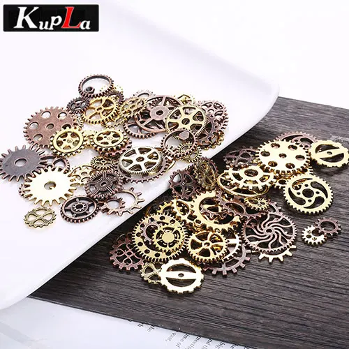 Retro Copper Gold Металлические Смешанные Подвески в стиле стимпанк для самостоятельного изготовления ювелирных изделий, модные аксессуары, подвески в стиле панк, 100 шт - Окраска металла: Retro Copper Gold