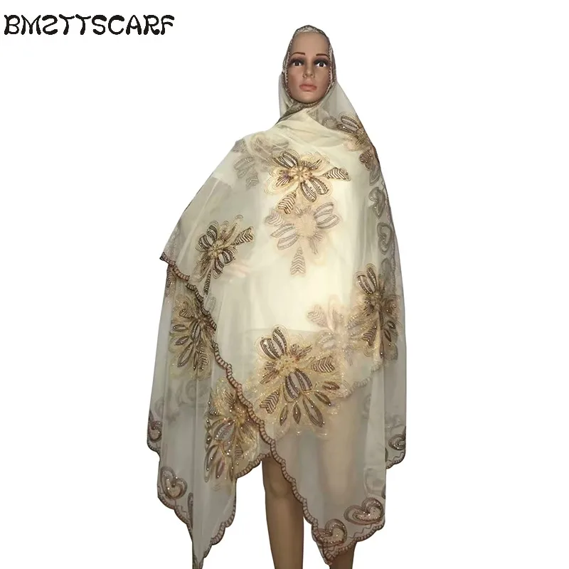 Африканская Женская шаль мусульманская вышивка женщины платок большой шарф из