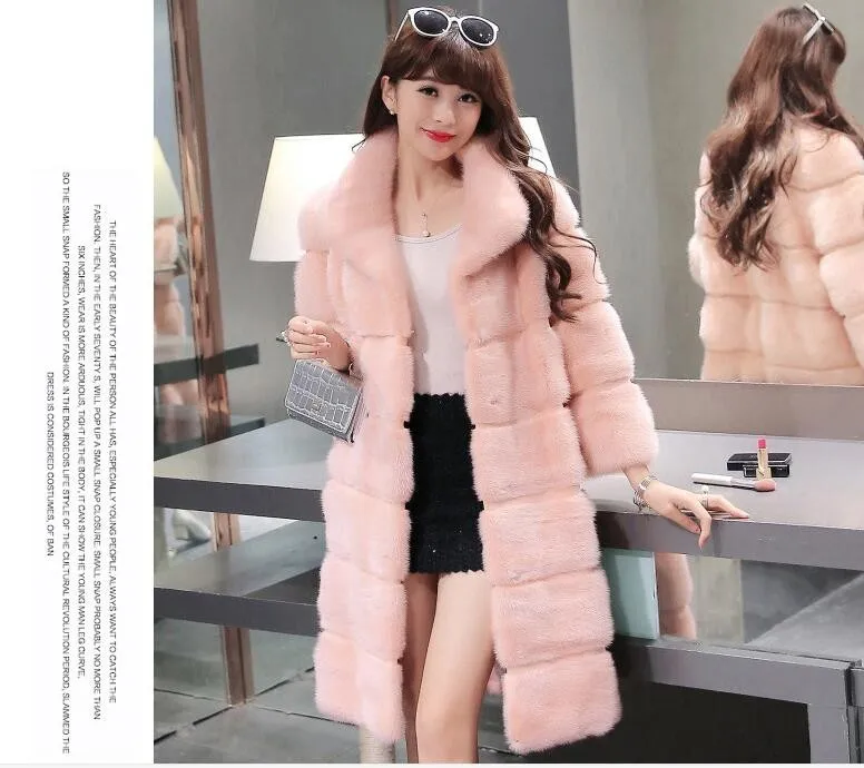 Меховое пальто новые длинные модели корейских женских зимних шуб утолщенная