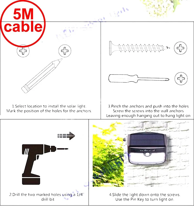 

split mounting 48 LED 900lm Solar Light PIR +motion+radar led Waterproof LEDs Lig s 5M cable street wall outdoor light f
