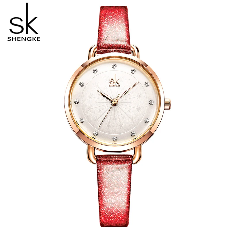 

Shengke Luxury Quartz Watch Women Leather Watches Relogio Feminino 2019 New SK Small Round Dial Ladies Casual Watches #K8031
