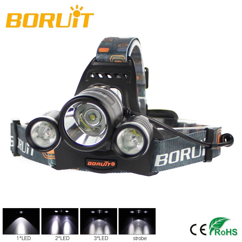 BORUIT фары 6000Lm XML L2 светодиодный фара фонарь фонарик Водонепроницаемый 4-режиме Micro USB Портативный освещение фонарик